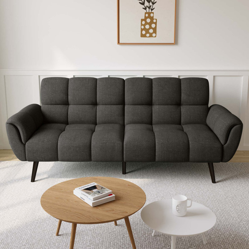 George Oliver Modern 76.7 in. Flared Arm Linen Rectangle